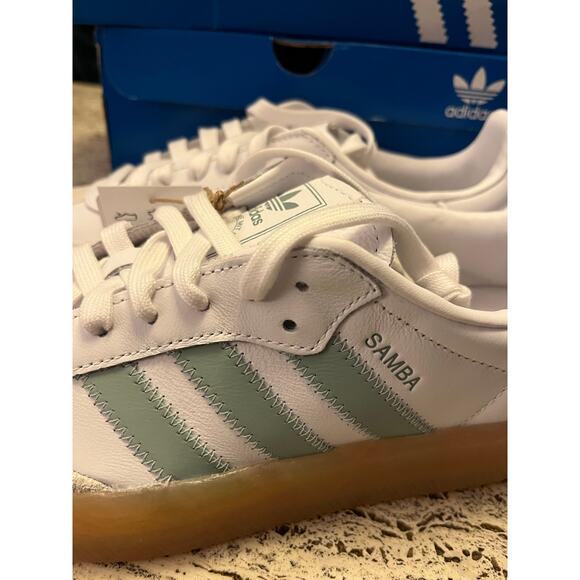 NEW ADIDAS ORIGINALS SAMBAE Women's 9 White/ Wonder Blue - Picture 6 of 12